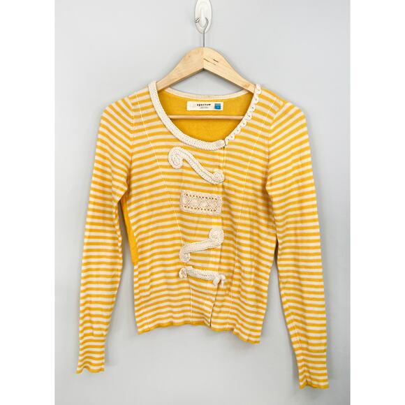 ANTHROPOLOGIE SPARROW sz S Loose Lines yellow cardigan vgucf - Picture 1 of 7
